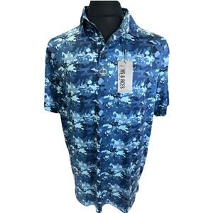 Pins And Aces Polo Shirt Mens XL Blue Digital Camo Golf Performance NWT